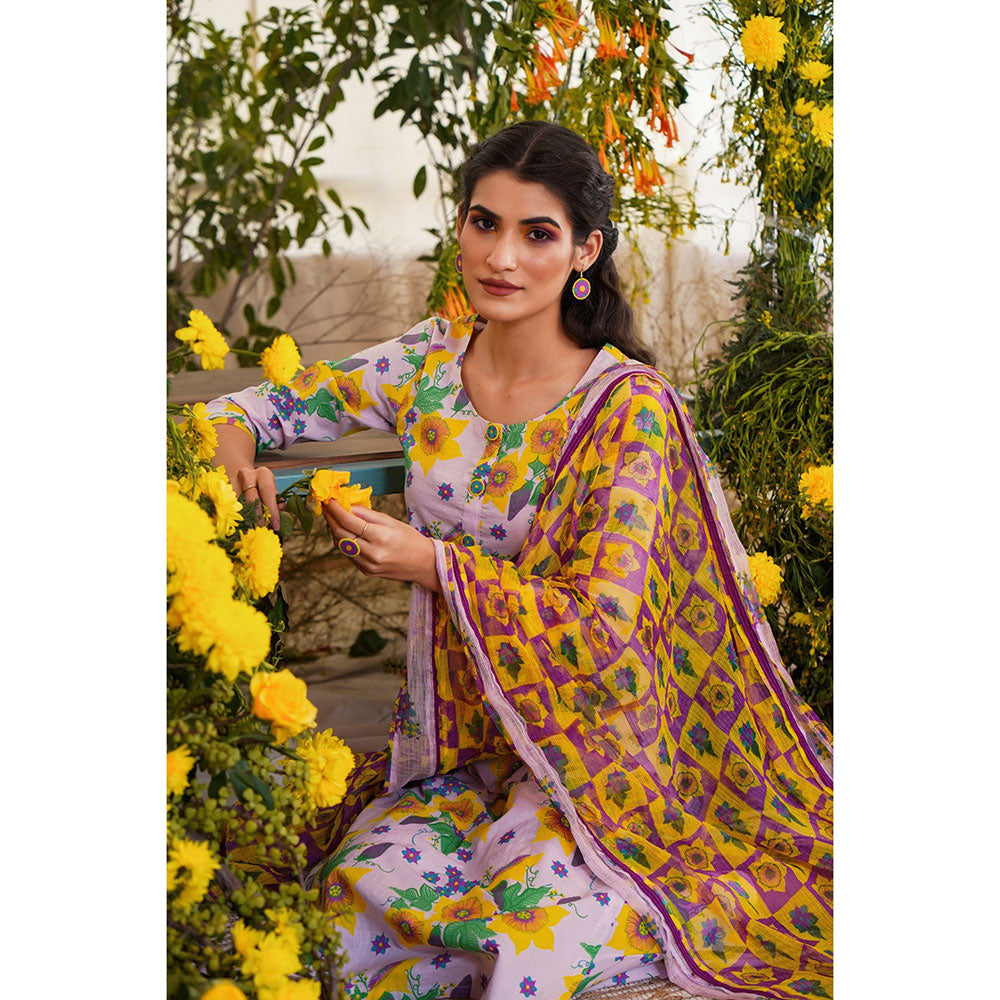Baise Gaba Farda Kurta Floral Lavender (Set of 2)