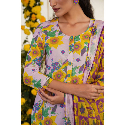 Baise Gaba Farda Kurta Floral Lavender (Set of 2)