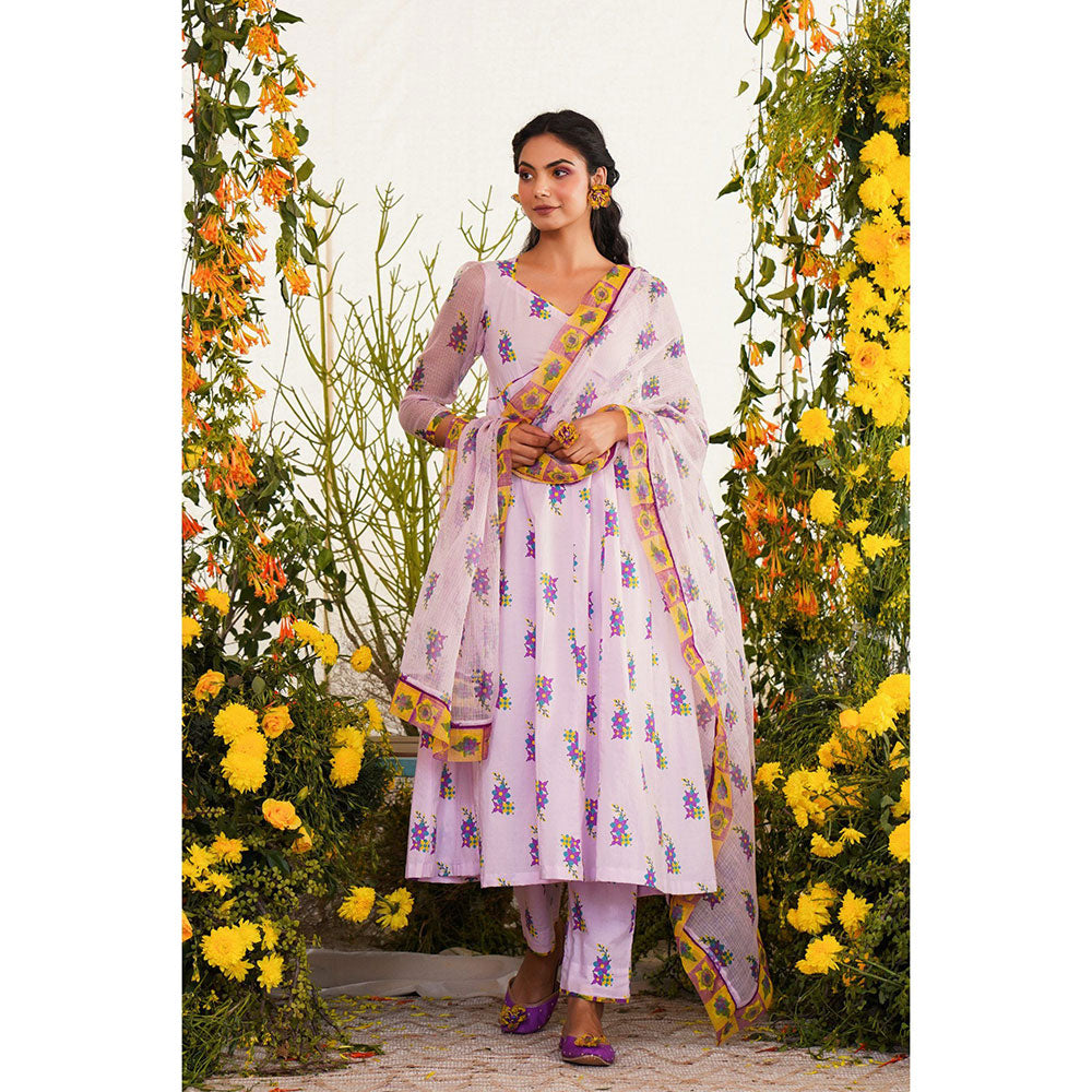 Baise Gaba Sukoon Kurta Floral Lavender (Set of 2)