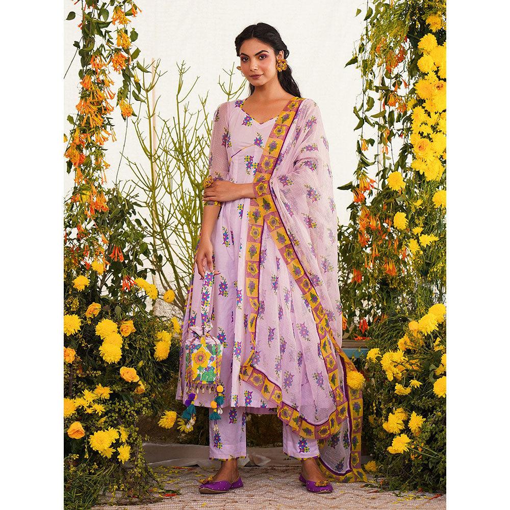 Baise Gaba Sukoon Kurta Floral Lavender (Set of 2)