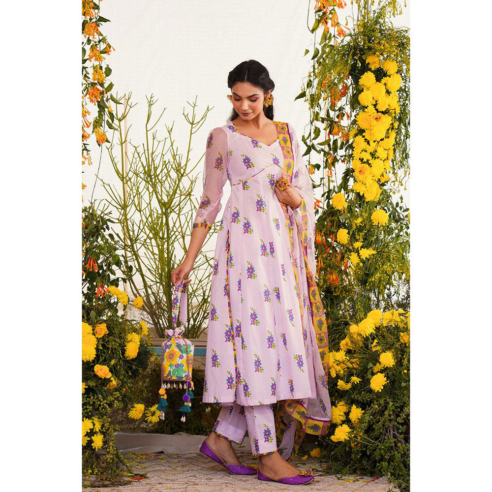 Baise Gaba Sukoon Kurta Floral Lavender (Set of 2)