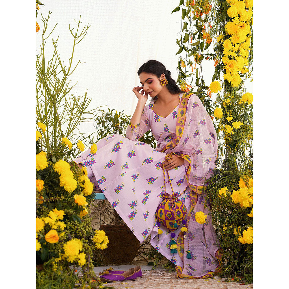 Baise Gaba Sukoon Kurta Floral Lavender (Set of 2)