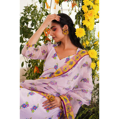 Baise Gaba Sukoon Kurta Floral Lavender (Set of 2)