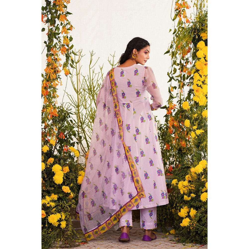 Baise Gaba Sukoon Kurta Floral Lavender (Set of 2)