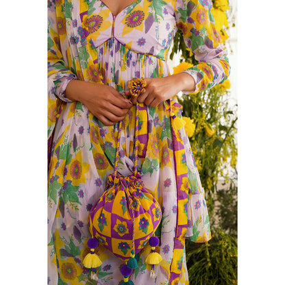 Baise Gaba Sayonee Gharara Floral Lavender (Set of 2)