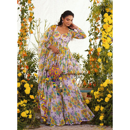 Baise Gaba Sayonee Gharara Floral Lavender (Set of 2)