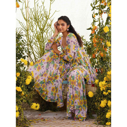 Baise Gaba Sayonee Gharara Floral Lavender (Set of 2)