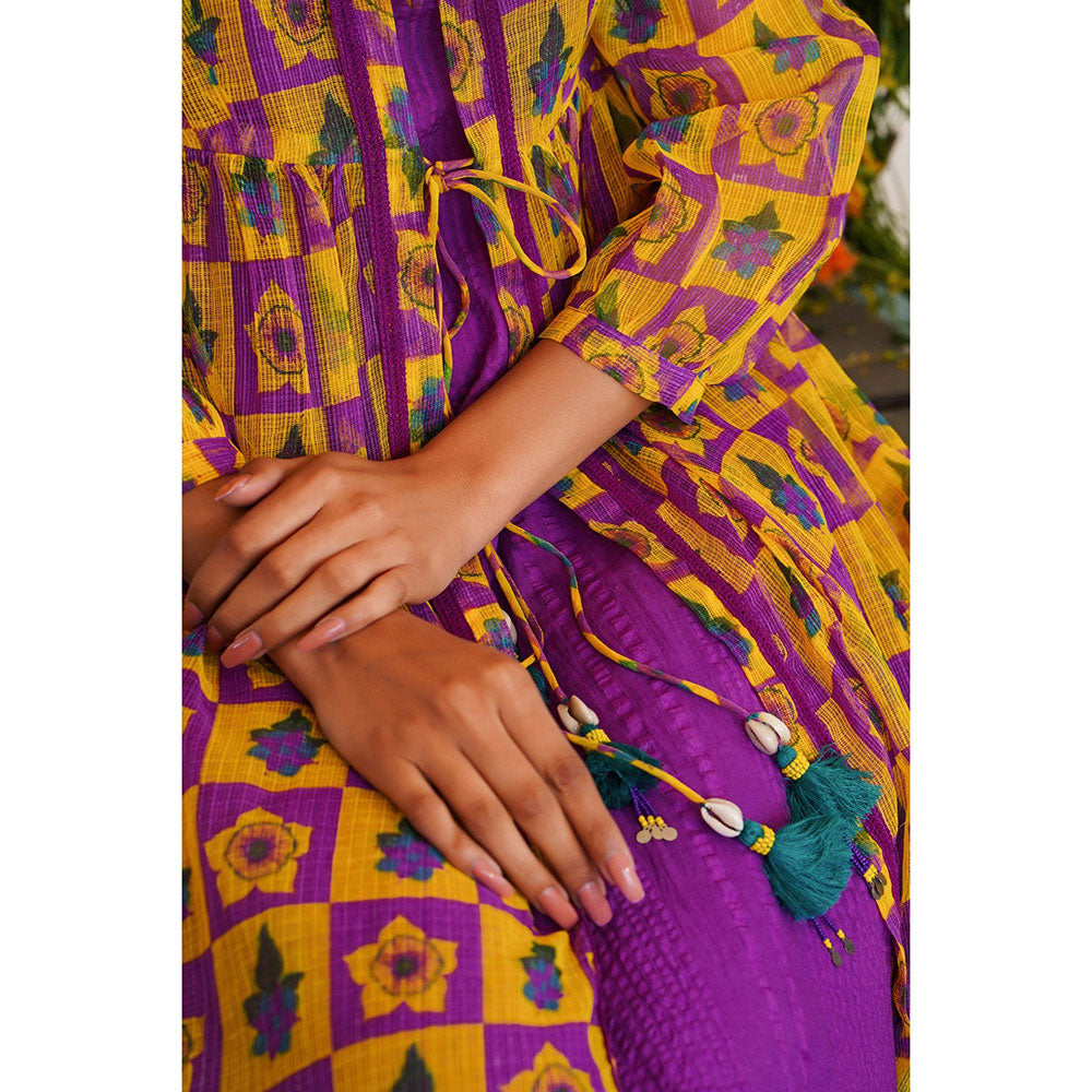 Baise Gaba Ibtida Midi Dress with Jacket Floral Multi (Set of 2)
