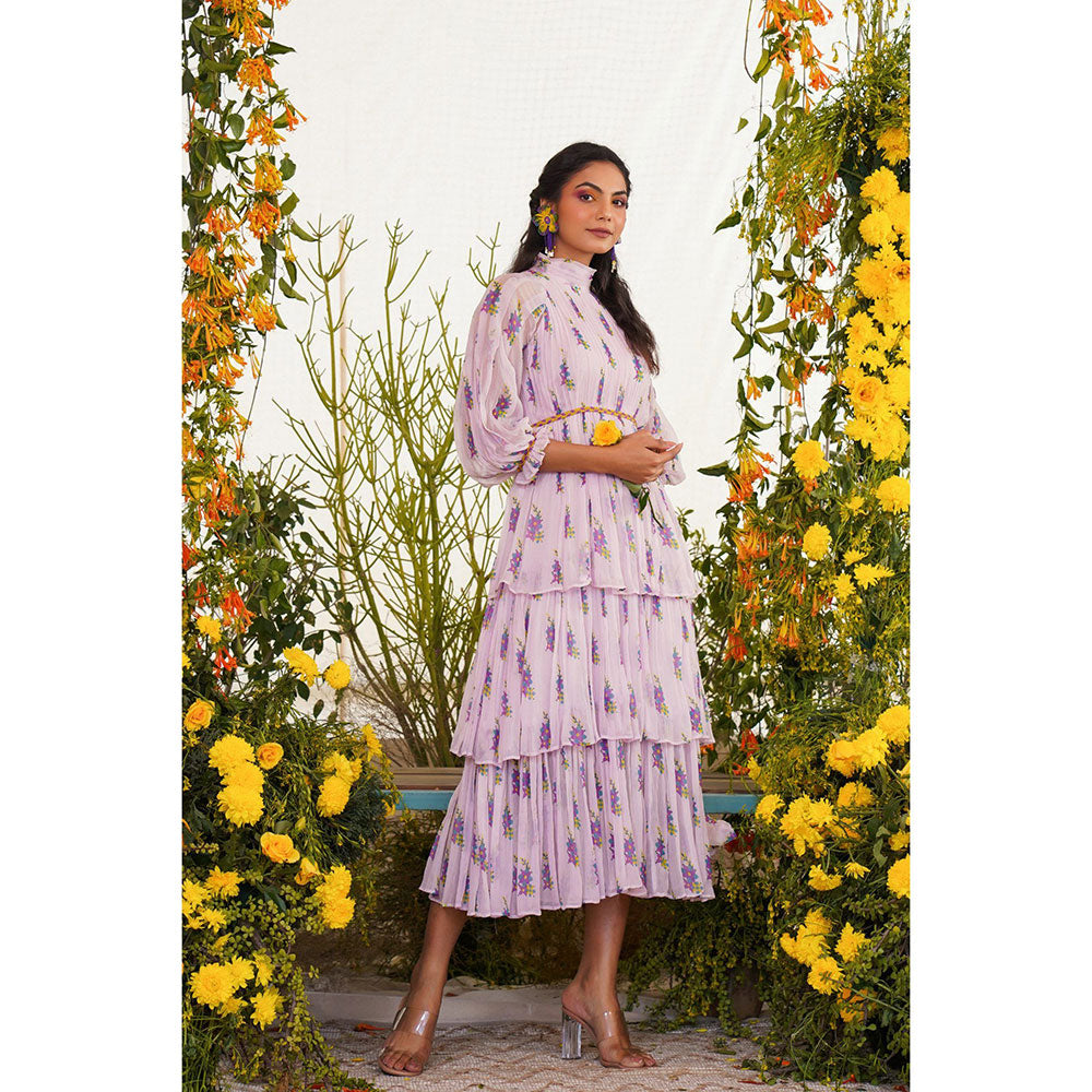 Baise Gaba Afsoon Midi Dress Floral Lavender