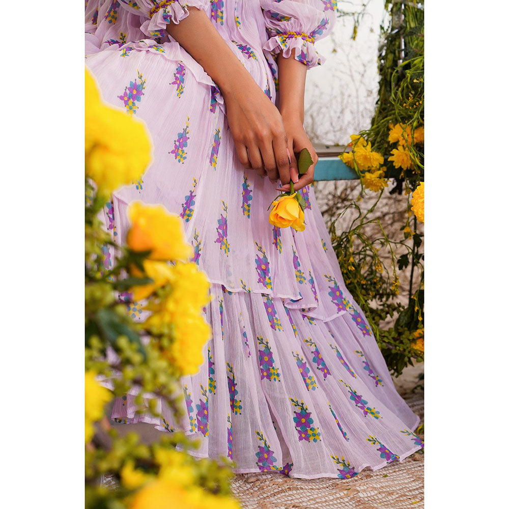 Baise Gaba Afsoon Midi Dress Floral Lavender