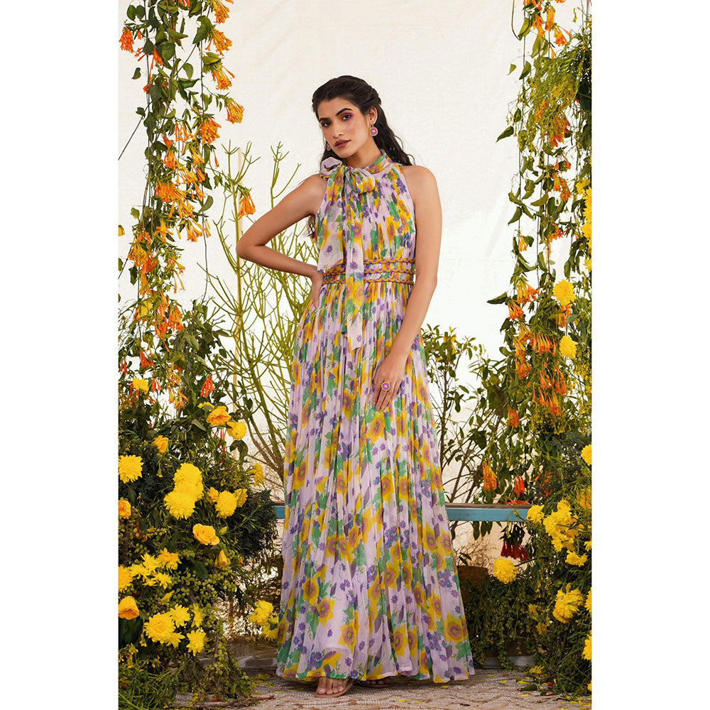 Baise Gaba Zard Maxi Dress Floral Lavender