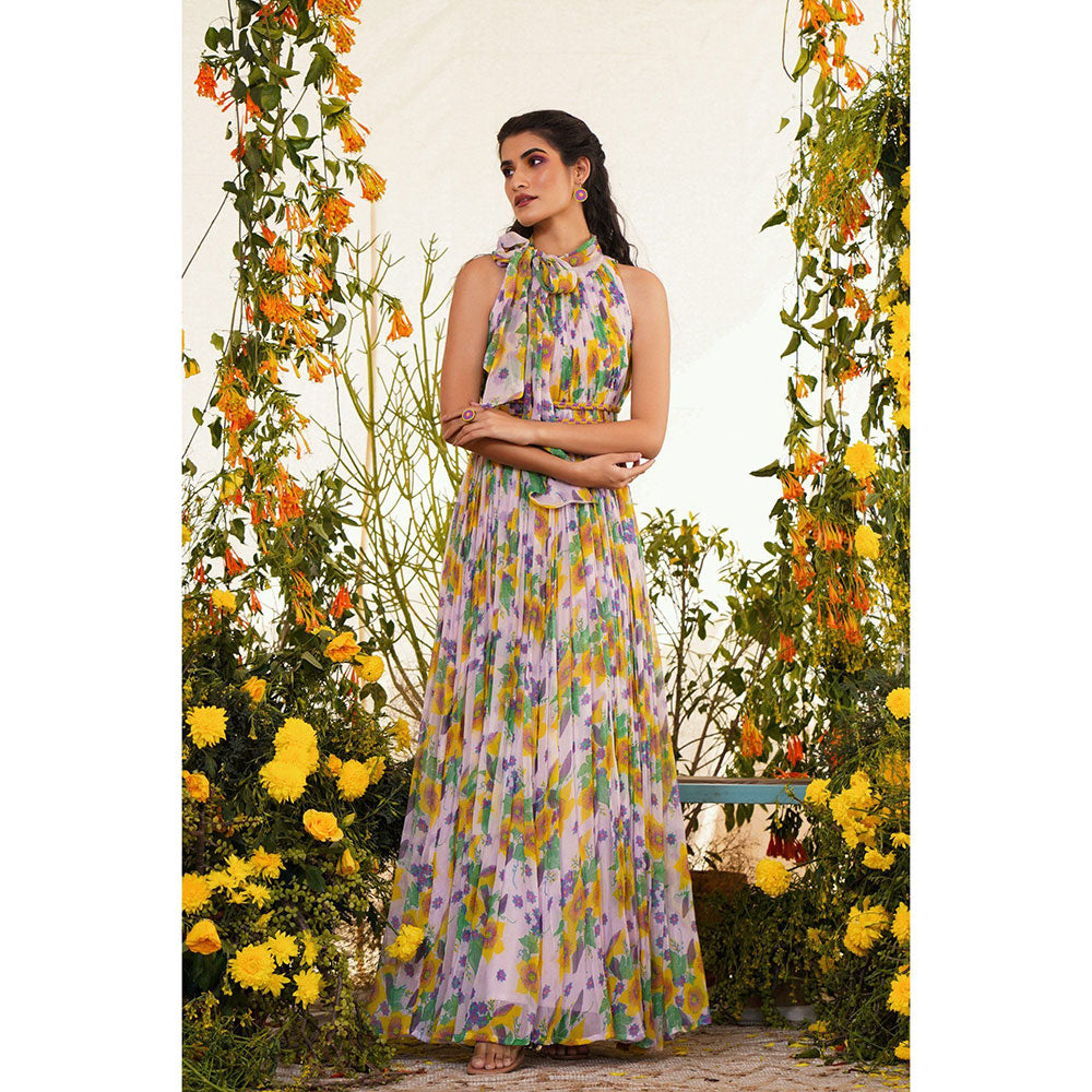 Baise Gaba Zard Maxi Dress Floral Lavender