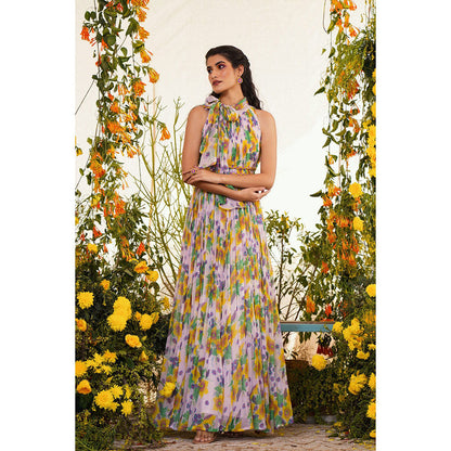 Baise Gaba Zard Maxi Dress Floral Lavender