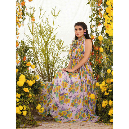 Baise Gaba Zard Maxi Dress Floral Lavender