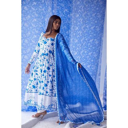 Baise Gaba White Nirad Anarkali (Set of 3)