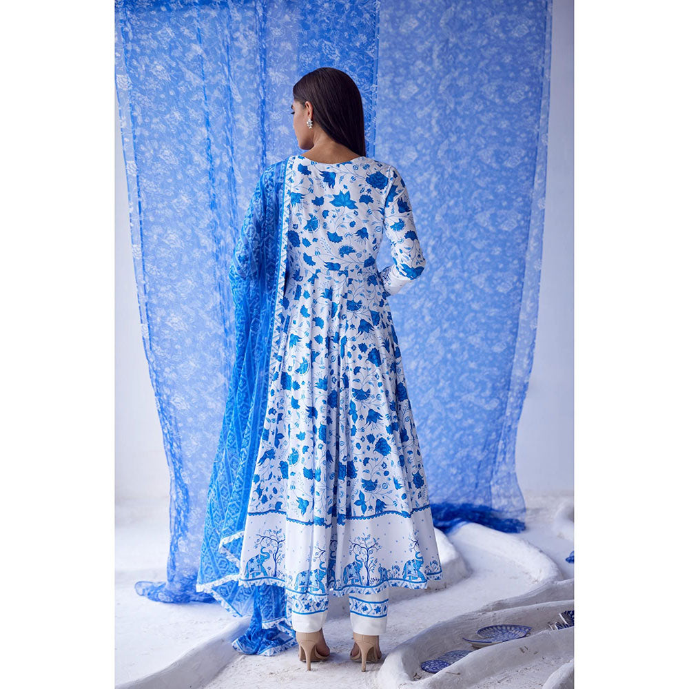 Baise Gaba White Nirad Anarkali (Set of 3)