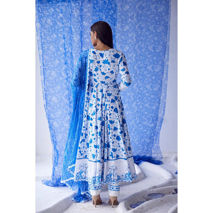 Baise Gaba White Nirad Anarkali (Set of 3)