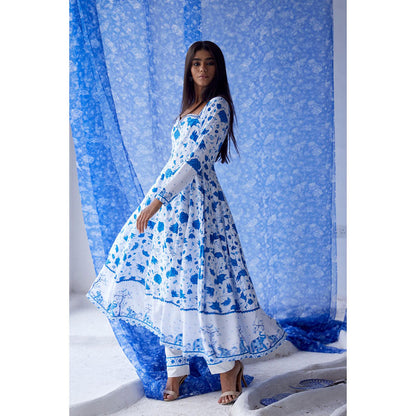 Baise Gaba White Nirad Anarkali (Set of 3)