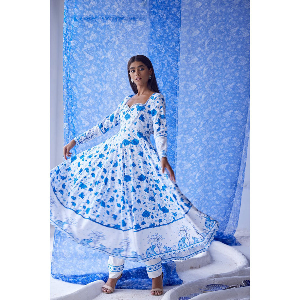 Baise Gaba White Nirad Anarkali (Set of 3)