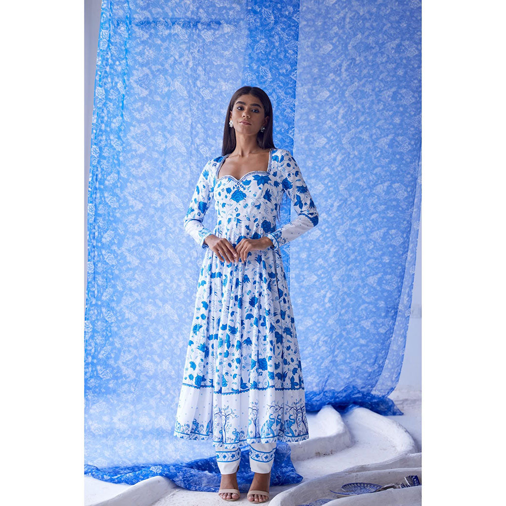 Baise Gaba White Nirad Anarkali (Set of 3)
