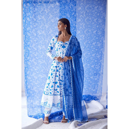 Baise Gaba White Nirad Anarkali (Set of 3)