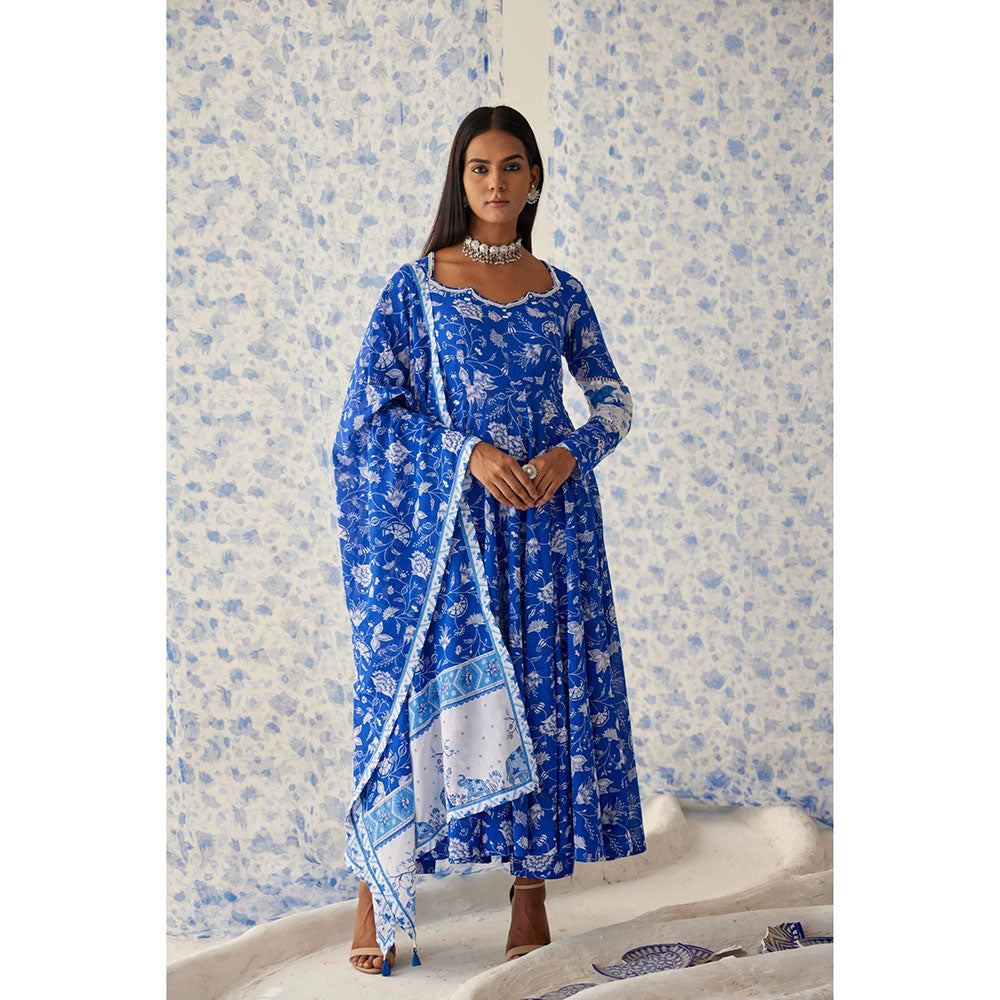 Baise Gaba Blue Nabh Anarkali (Set of 3)