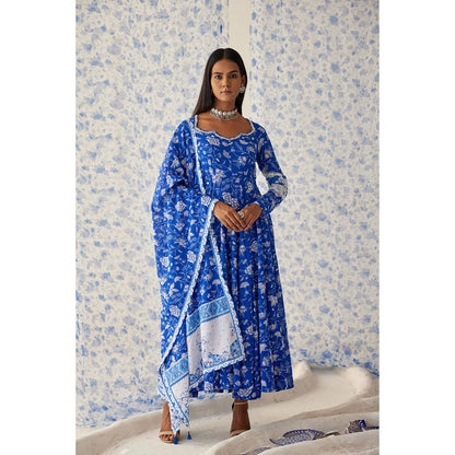 Baise Gaba Blue Nabh Anarkali (Set of 3)