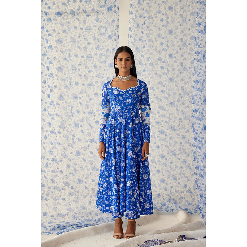 Baise Gaba Blue Nabh Anarkali (Set of 3)