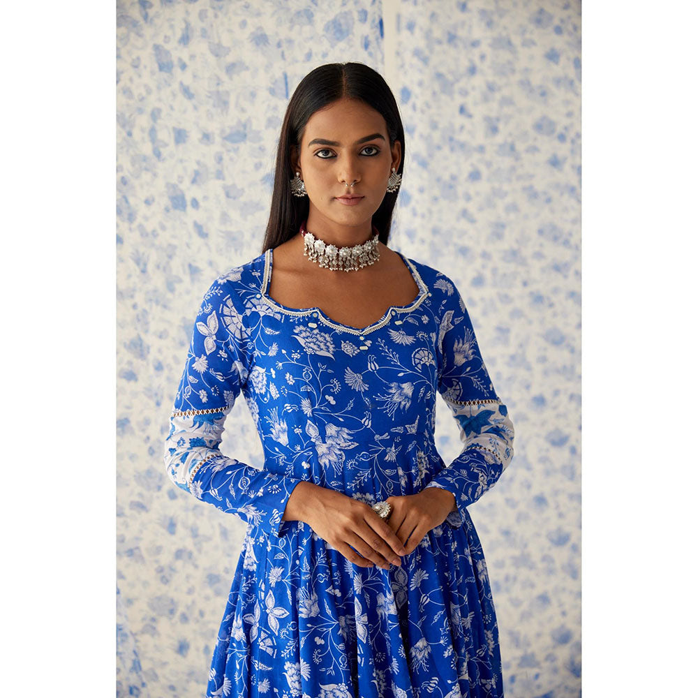 Baise Gaba Blue Nabh Anarkali (Set of 3)