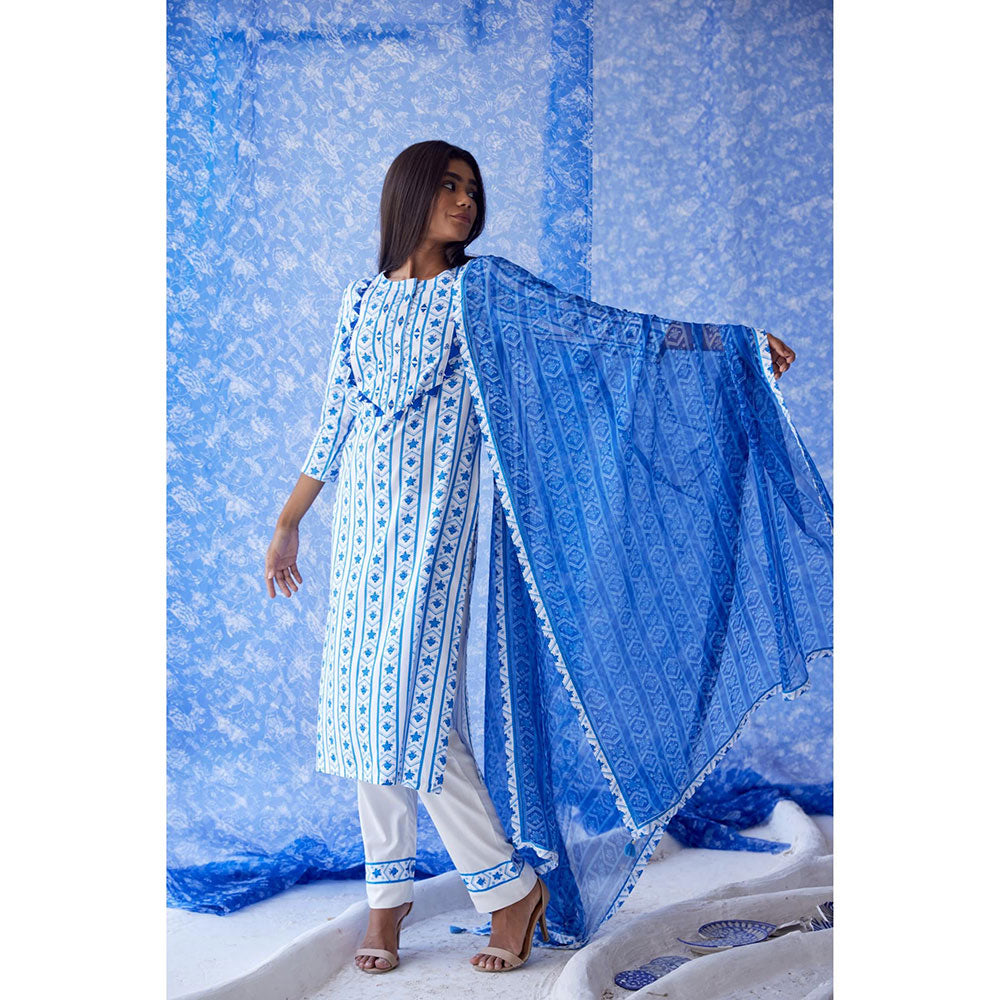 Baise Gaba White Vaayu Straight Suit (Set of 3)