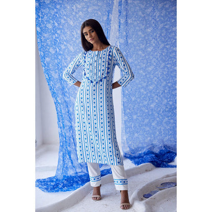 Baise Gaba White Vaayu Straight Suit (Set of 3)