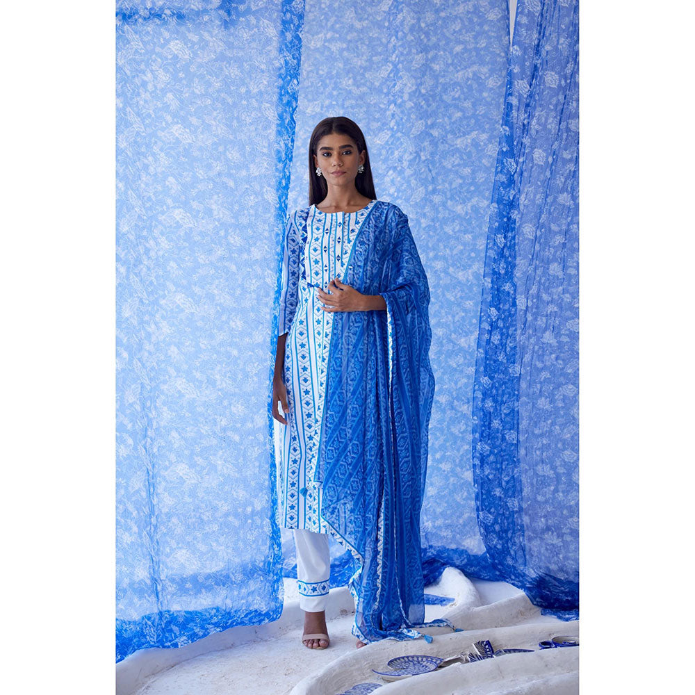 Baise Gaba White Vaayu Straight Suit (Set of 3)