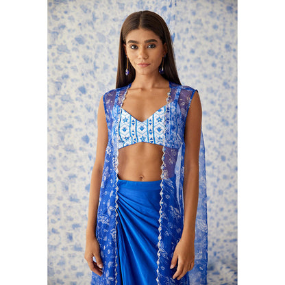Baise Gaba Blue Abhra Skirt Choga (Set of 3)
