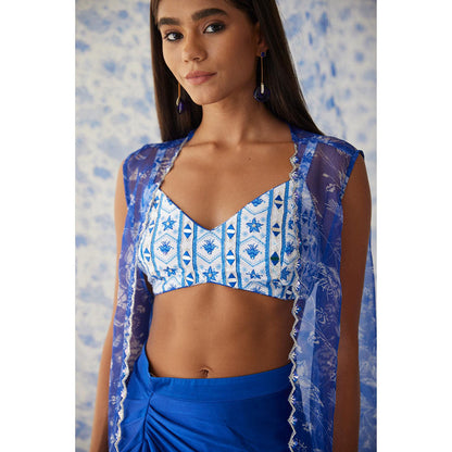 Baise Gaba Blue Abhra Skirt Choga (Set of 3)