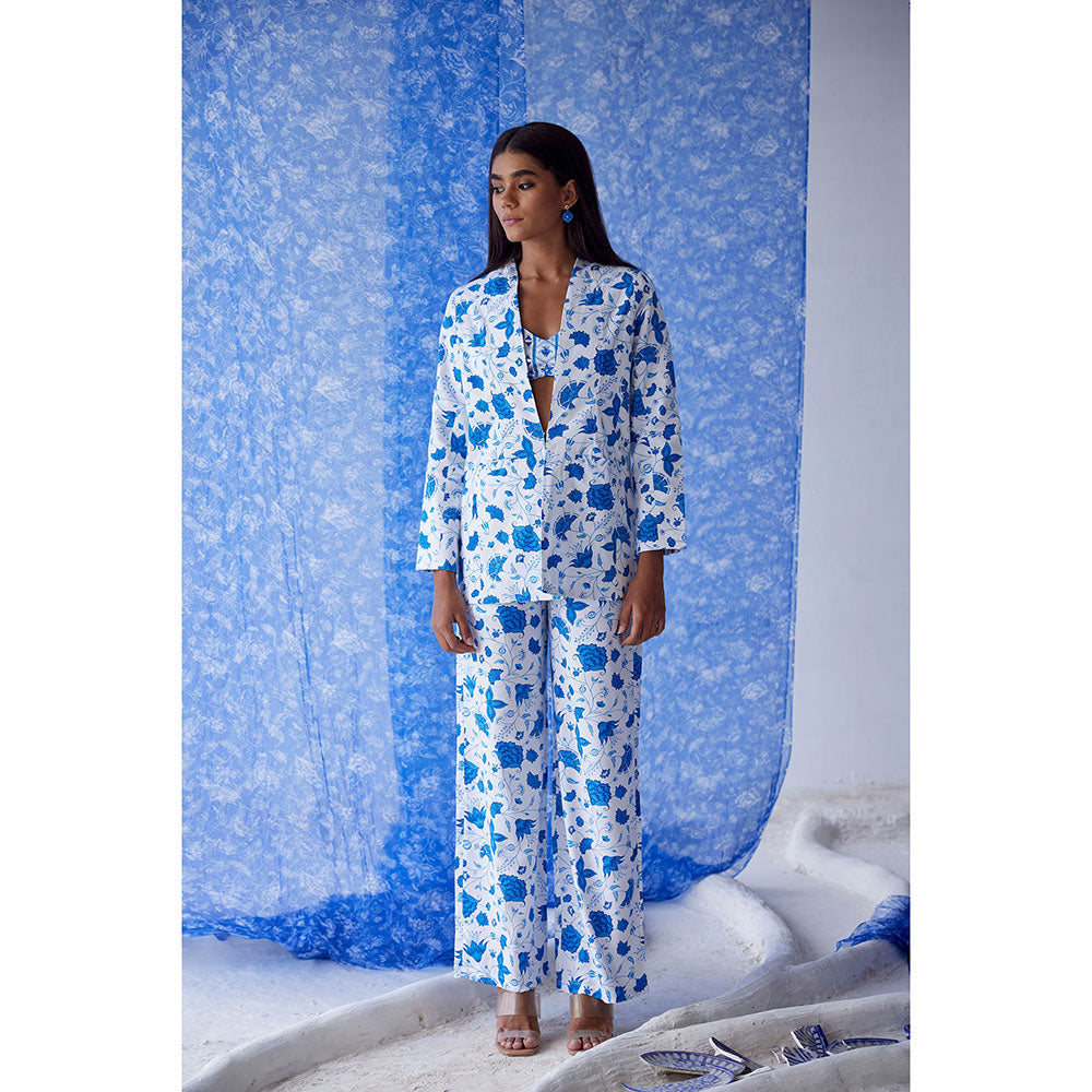 Baise Gaba White Qaul Coat And Pant (Set of 2)