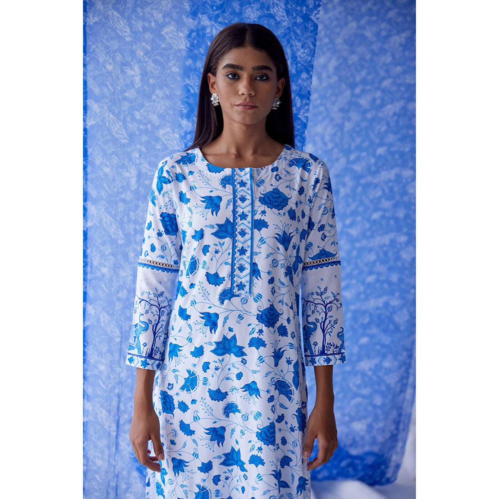 Baise Gaba White Megh Straight Kurta