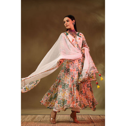 Baise Gaba White & Multi-Color Kanan Anarkali (Set of 3)