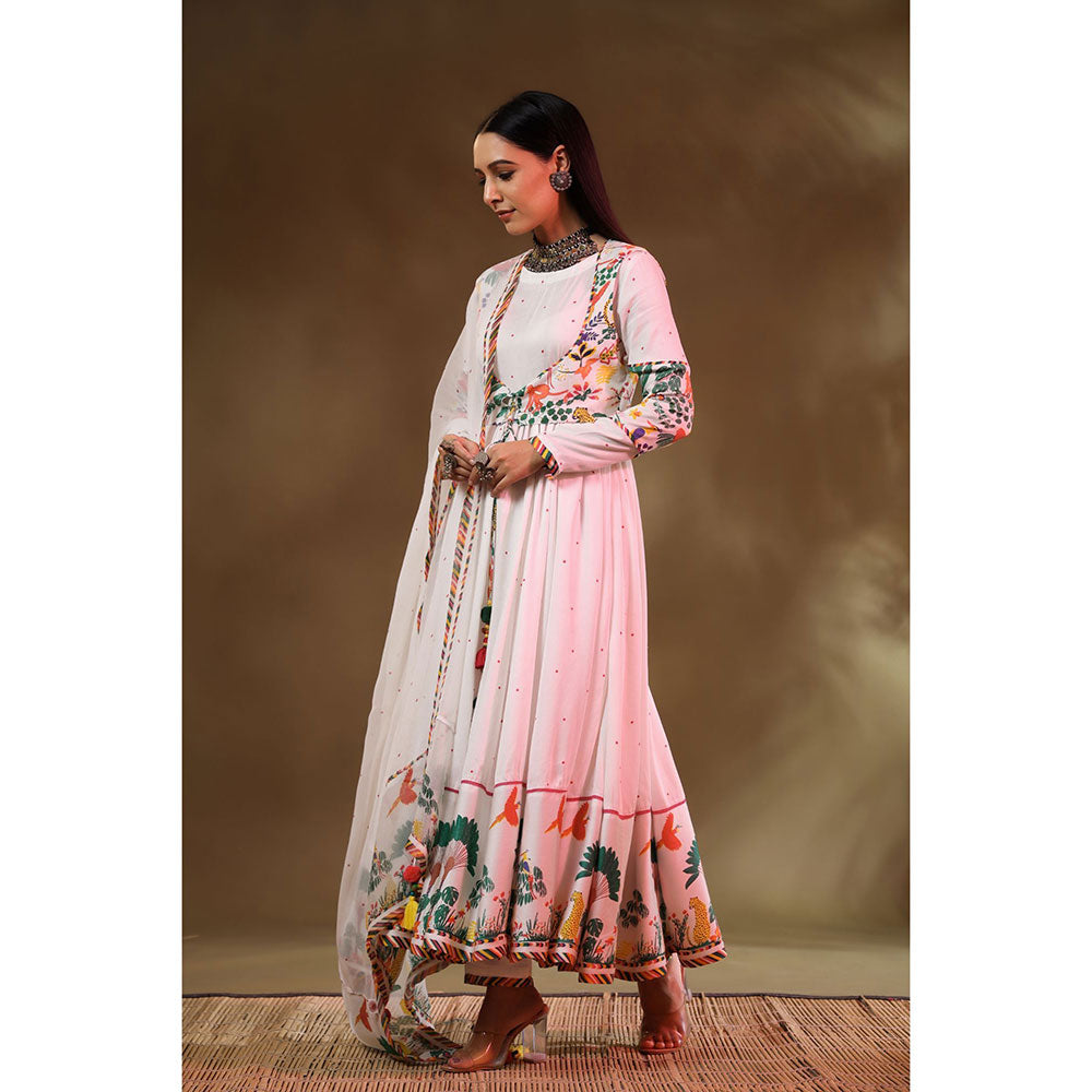 Baise Gaba White Kainaat Anarkali (Set of 4)