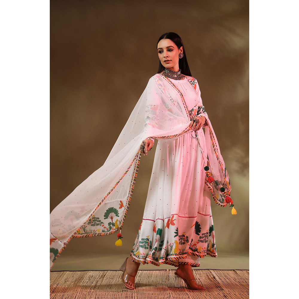Baise Gaba White Kainaat Anarkali (Set of 4)