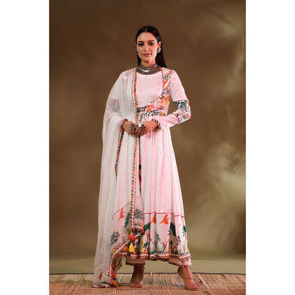 Baise Gaba White Kainaat Anarkali Kurta with Koti (Set of 2)