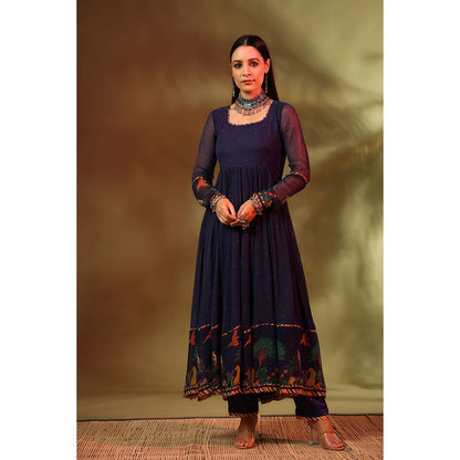 Baise Gaba Navy Blue Noori Anarkali Kurta