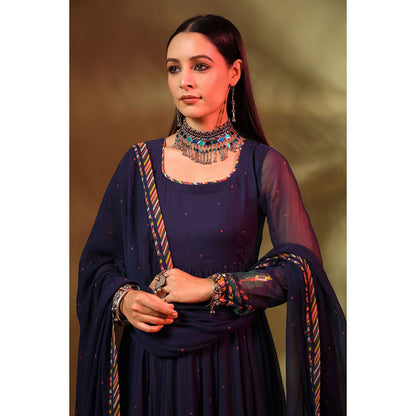 Baise Gaba Navy Blue Noori Anarkali Kurta