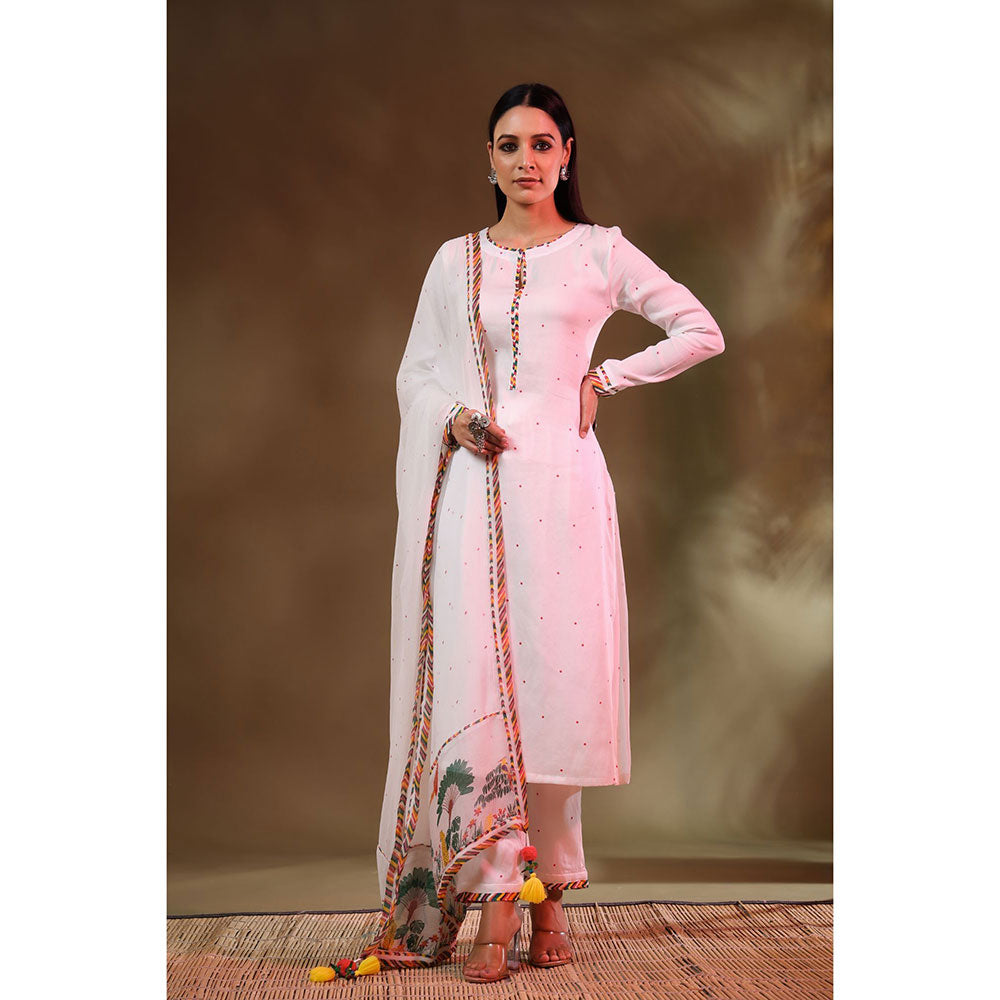 Baise Gaba White Jugnu Kurta (Set of 3)