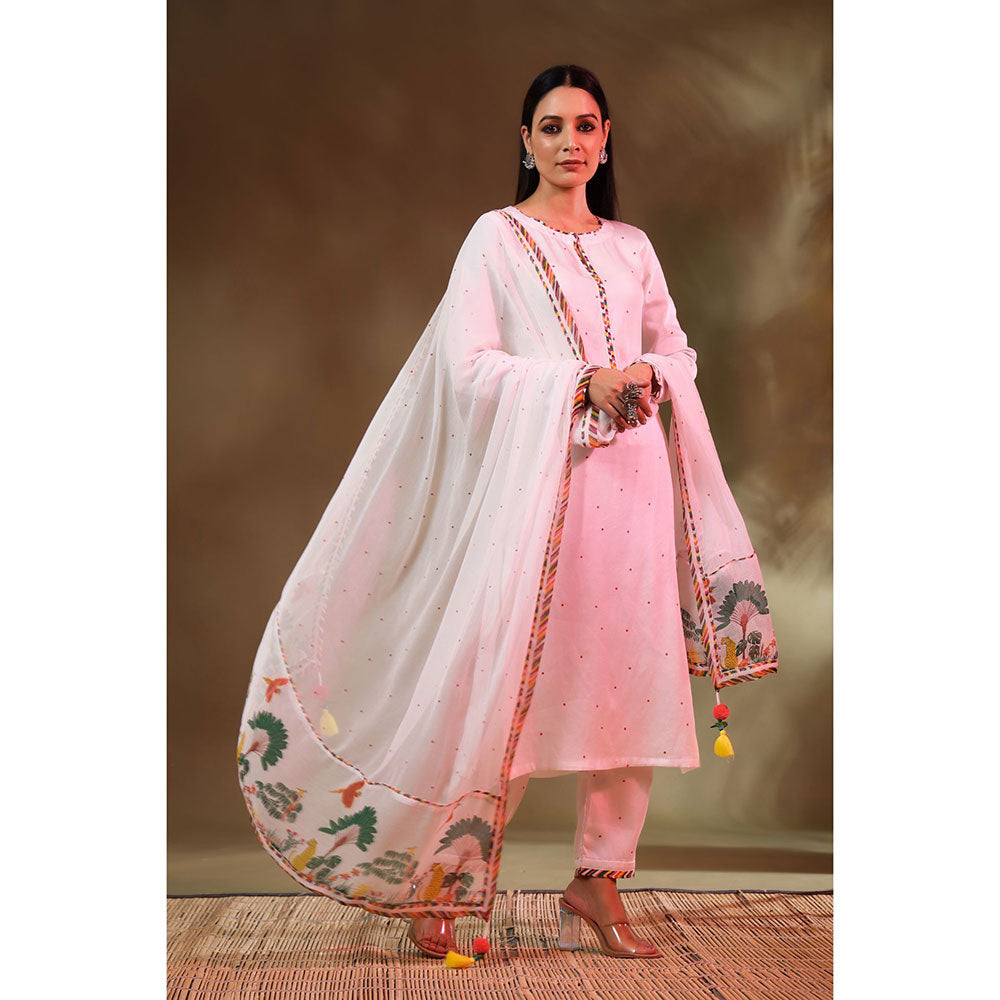 Baise Gaba White Jugnu Kurta (Set of 3)