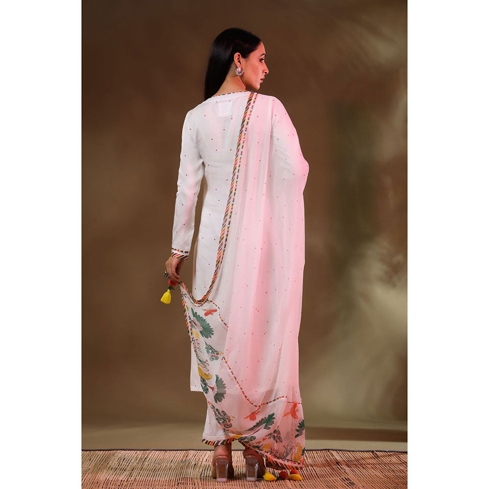 Baise Gaba White Jugnu Kurta