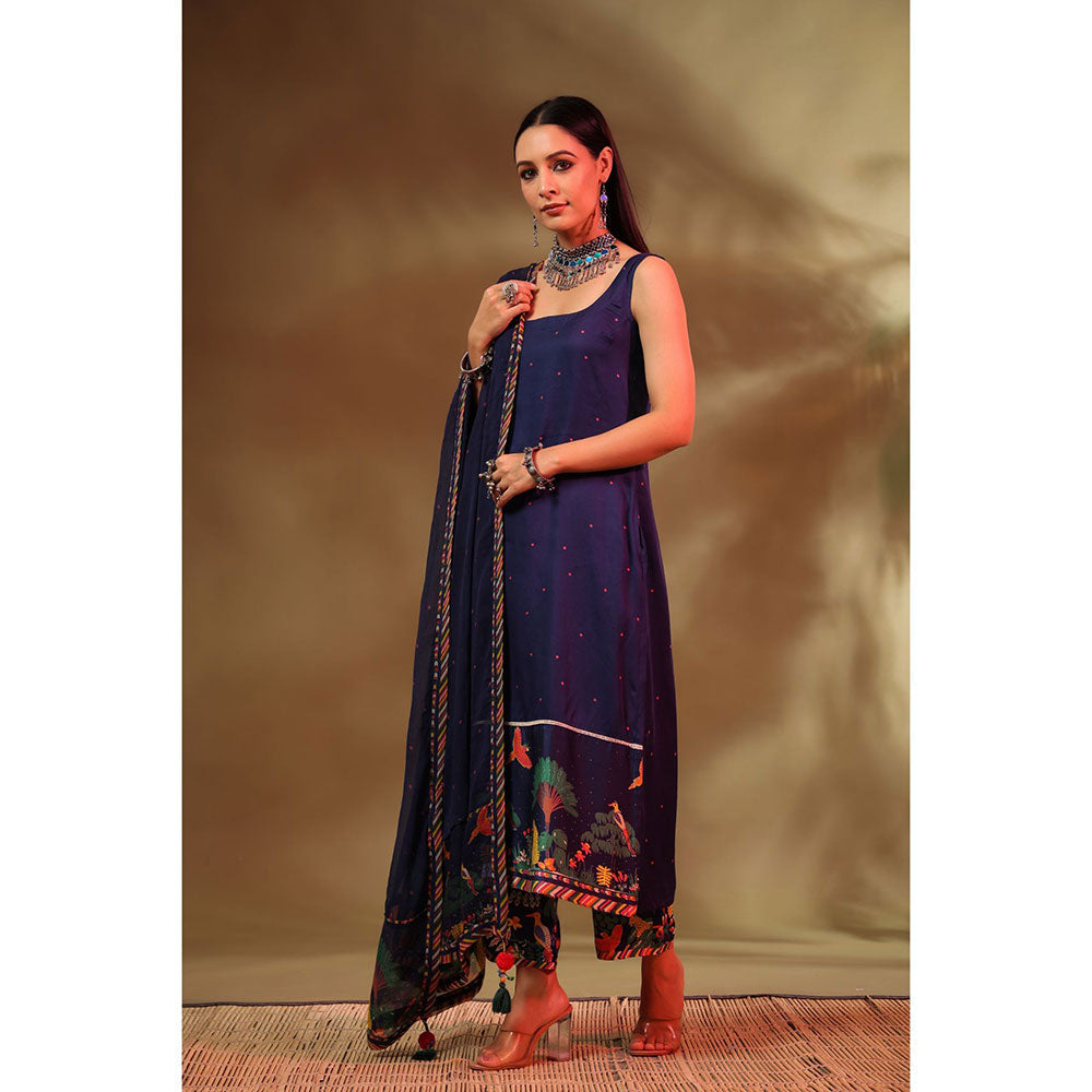 Baise Gaba Navy Blue Hoor Kurta