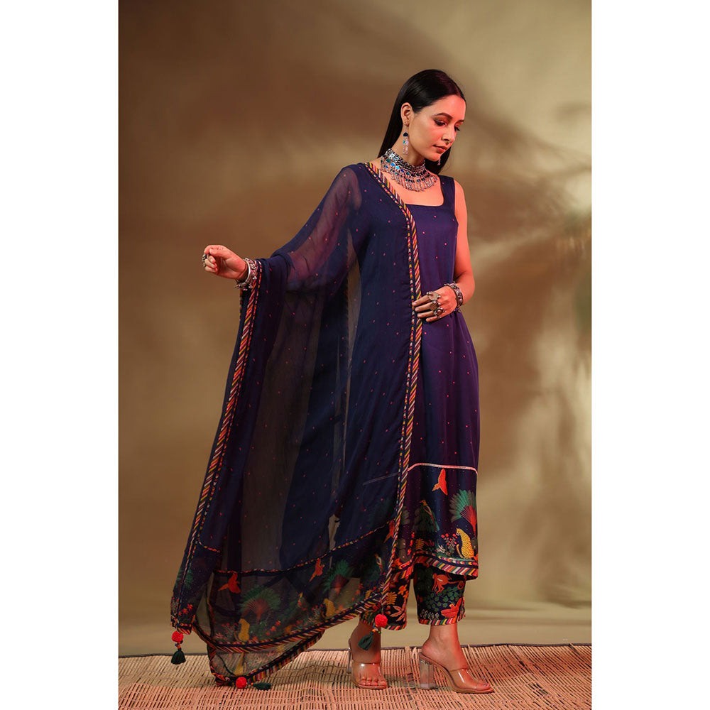 Baise Gaba Navy Blue Hoor Kurta