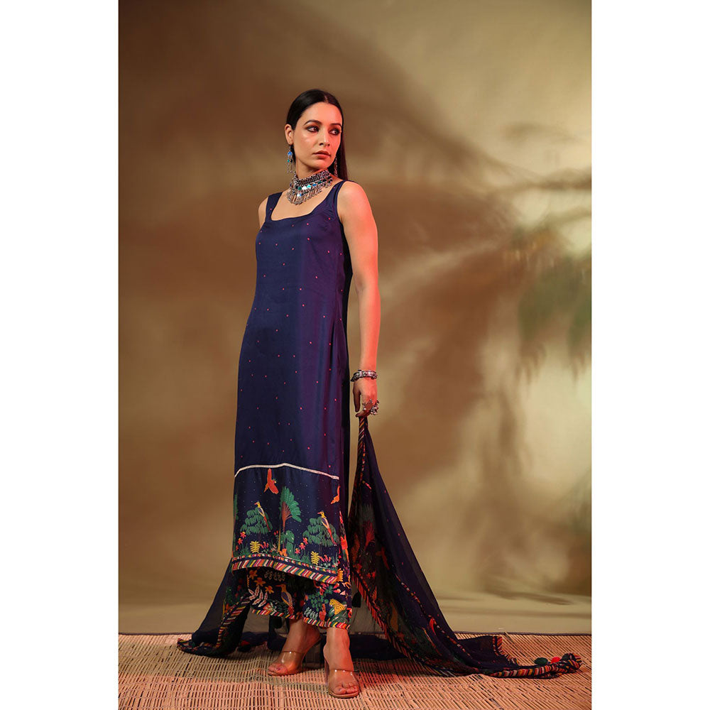 Baise Gaba Navy Blue Hoor Kurta