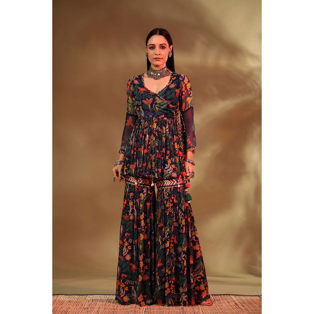 Baise Gaba Multi-Color Gul Sharara (Set of 2)