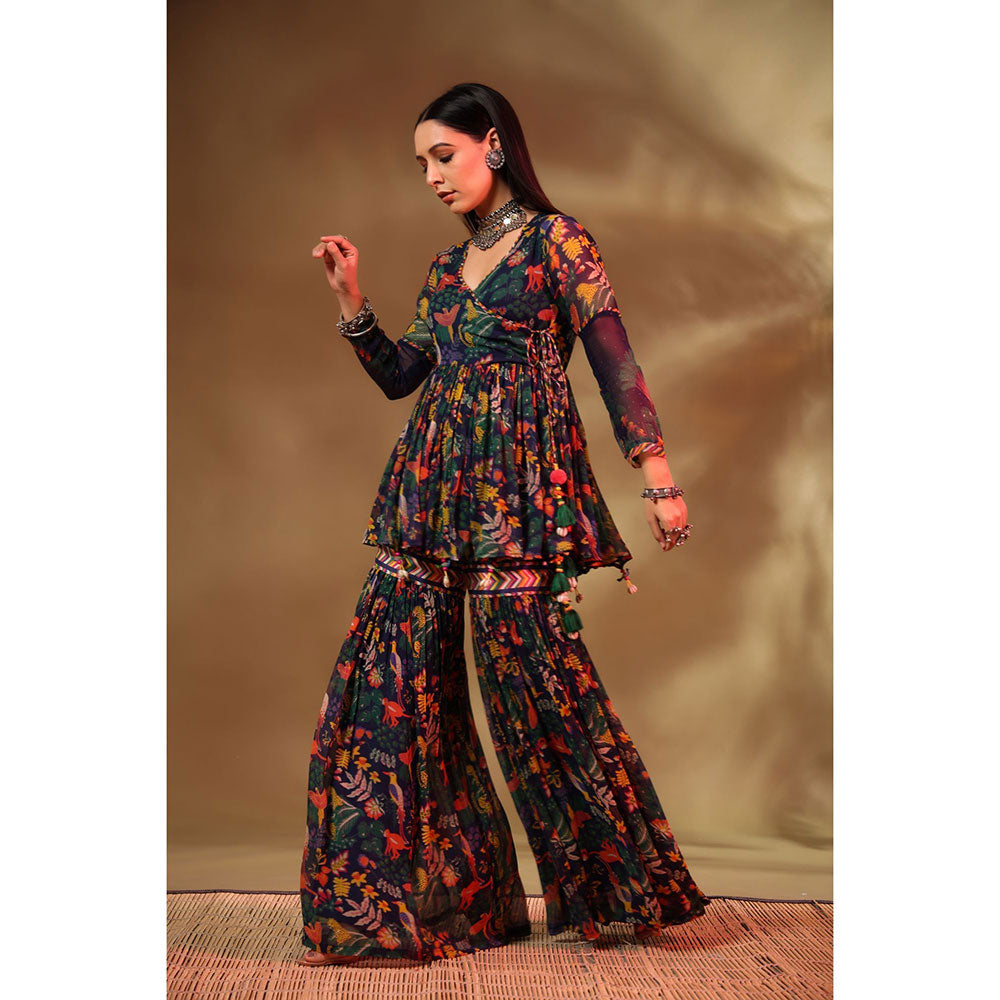 Baise Gaba Multi-Color Gul Sharara (Set of 2)